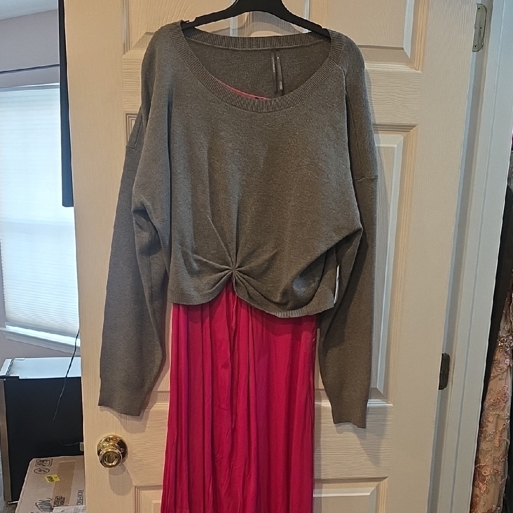 Anthropologie Gray and Pink Dress